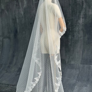 Dotted Tulle Veil. Polka Dot Veil. Mantilla Veil. Vintage Inspired Lace Veil. Polka dot Veil. Ballet Veil image 7