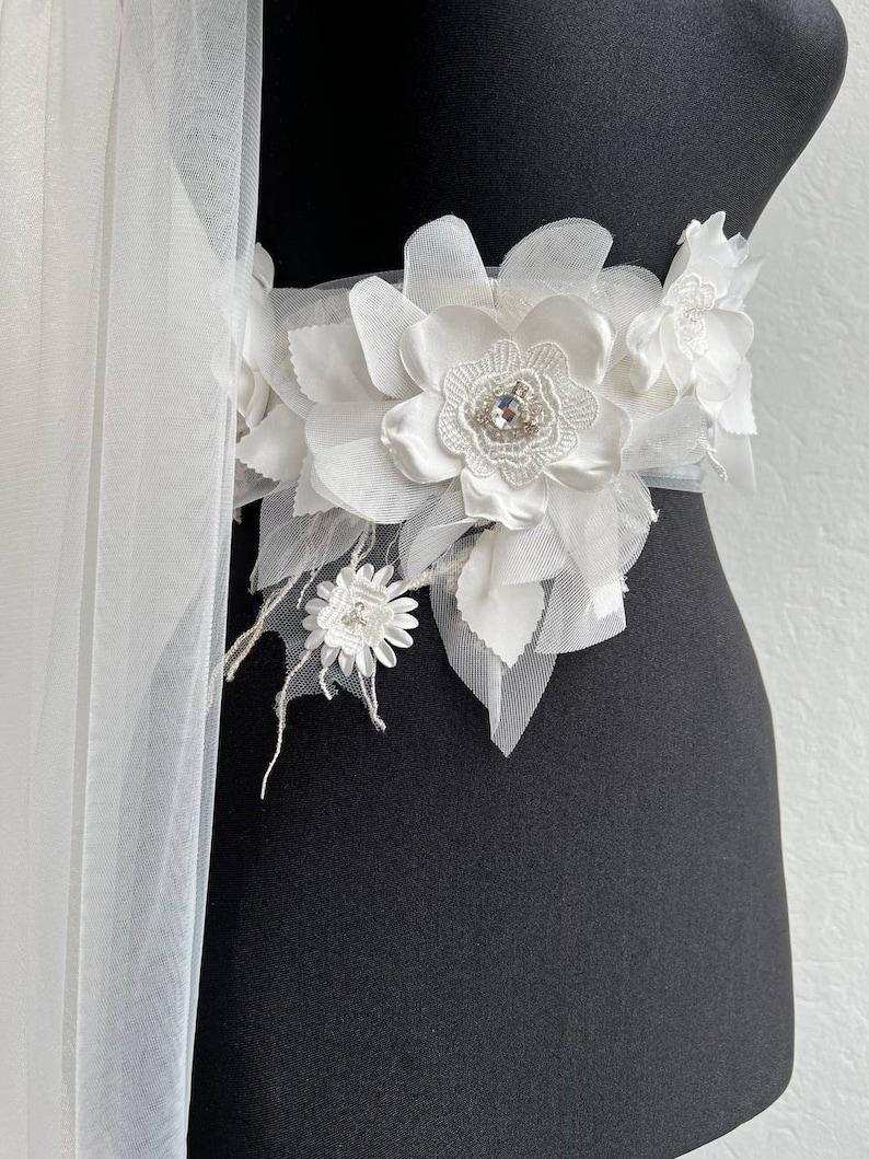 Ceinture de robe de mariée/Ceinture florale/Ceinture de mariage ivoire/Écharpe de mariage/Écharpe de mariée/Ceinture de mariée/Ceinture de mariage champagne/ceinture de mariée champagne image 5