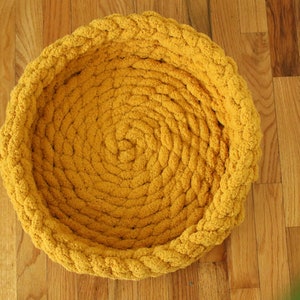 Chunky Crocheted Chenille Pet Bed -Mustard Yellow