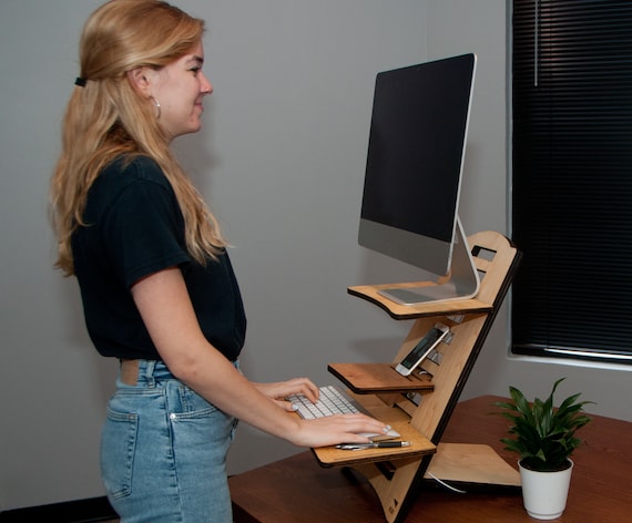 Standing Computer Work Desk Precision Cut Hand Rubbed Oil Finish
