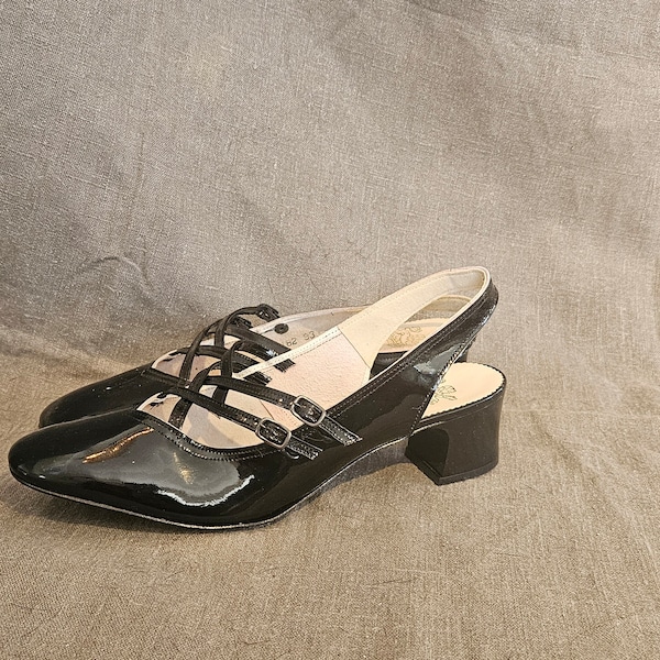 60s slingbacks UK 3 black