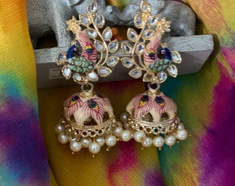 Indian Bollywood very stylish Morni Jhumka in combination colours