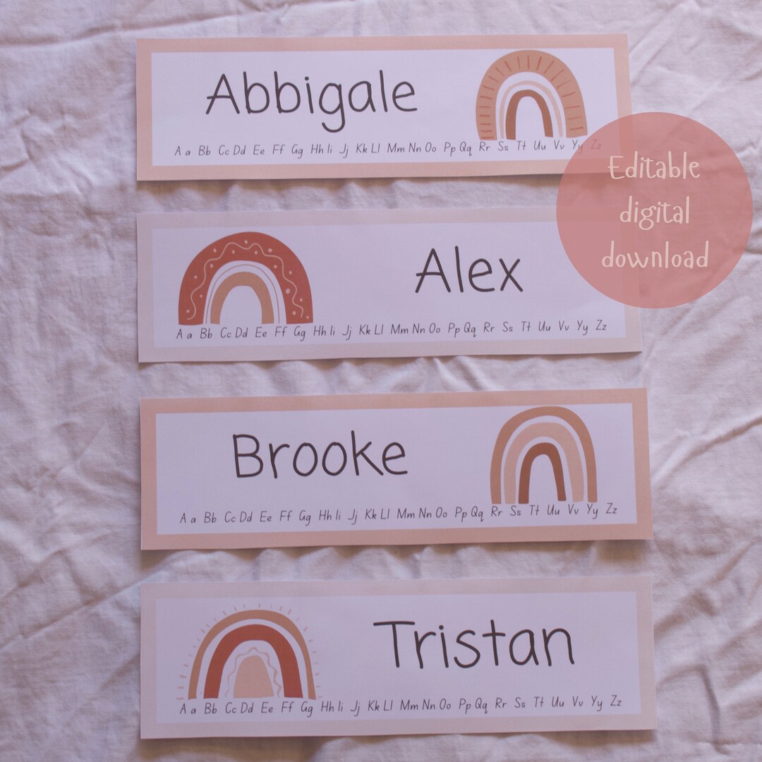 Editable Desk Name Tag BOHO Classroom Decor Desk Name Tag Natural