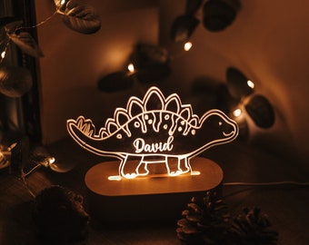 Personalized Dinosaur Night Light  Cute Night Lamp,Christmas Gifts for Kids  Name Nightlight for Nursery Room Decor, Kids Dinosaur Gifts,