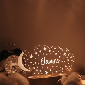 Personalized Night Light with Moon & Stars Custom Name Light Night Christmas Gift for Baby and Toddler Newborn Boy Girl Name Gift image 2