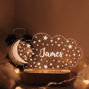 Personalized Night Light with Moon & Stars Custom Name Light Night Christmas Gift for Baby and Toddler Newborn Boy Girl Name Gift image 5