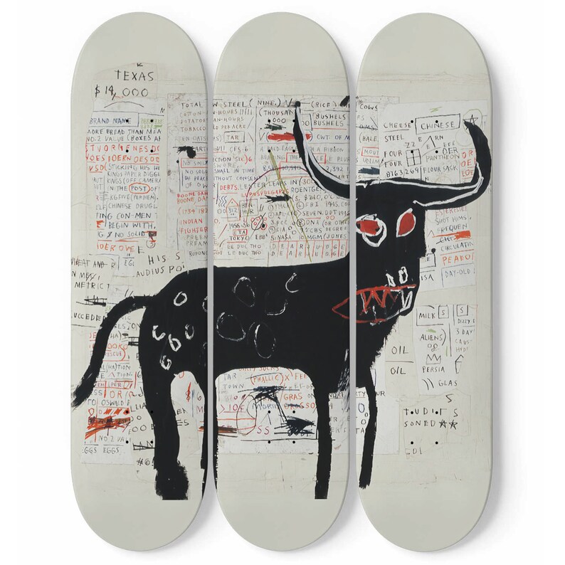 Basquiat Beff Ribs Longhorn Skateboard Art Basquiat Wall