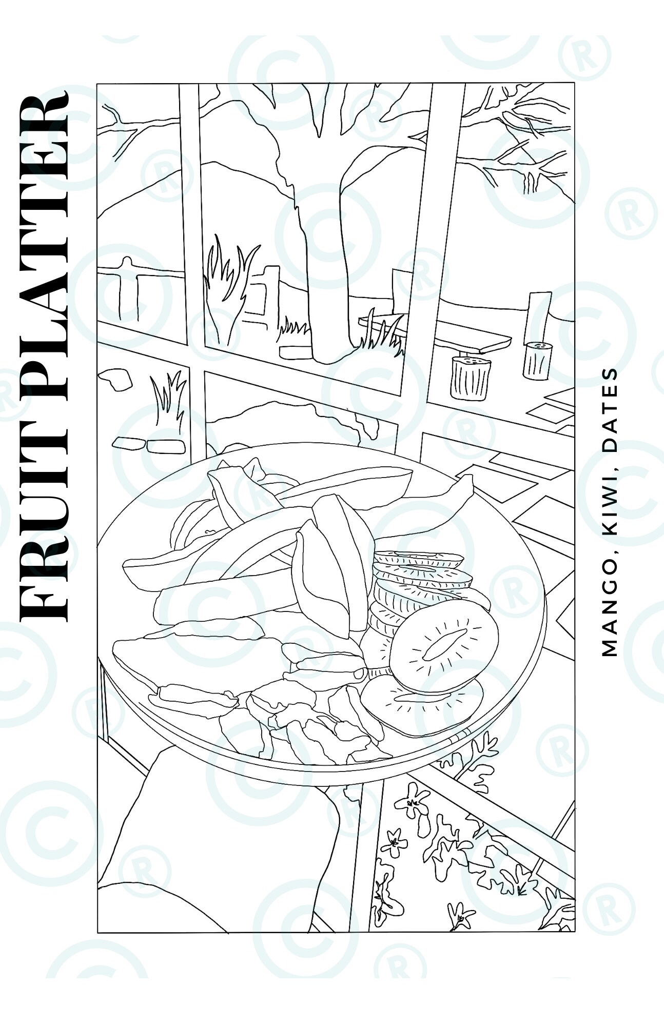 Fruit Platter Coloring Page - Etsy