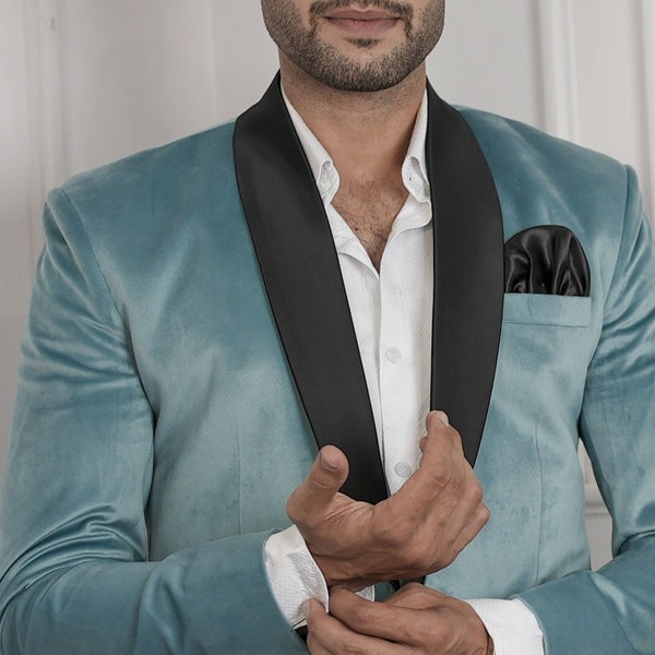 Man velvet suit, blue tuxedo for winter wedding, prom, dinner, party wear, jacket for groom and groomsmen, bespoke suit.