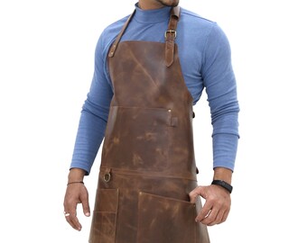 J1121 Proops Heavy Duty Suede Leather Work Apron with 3 pockets 