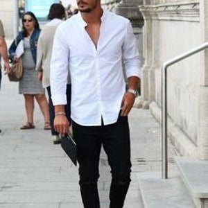 Men Elegant White Shirt Black Trouser 