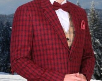 stylish red men 3pc suit, herringbone suit for groom and groomsmen, prom suit, dinner suit, party suit, wedding suit, stylish men suit