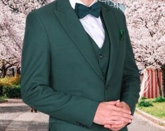 stylish green men 3pc suit for groom and groomsmen, prom suit, dinner suit, party suit, wedding suit, stylish men suit