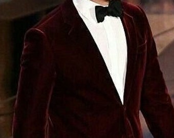 Man maroon velvet 2 piece suits-wedding suit for groom & groomsmen-prom, dinner, party wear suit-bespoke suit-man suit