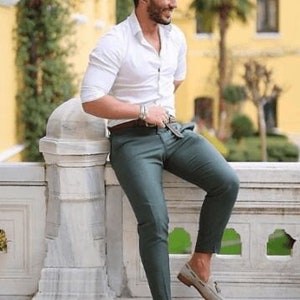 Men Elegant White Shirt Black Trouser 