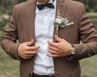 Bespoke suit-man brown 3 piece suit-summer, dinner, prom, party wear suit-men's brown suits-wedding suit for groom & groomsmen