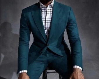 Man teal blue 2 piece suit-prom, dinner, party wear suit-men's green suits-bespoke suit-wedding suit for groom & groomsmen