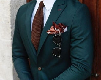 Man teal green 2 piece suit-wedding suit for groom & groomsmen-prom, dinner, party wear suit-bespoke suit-men's green suits