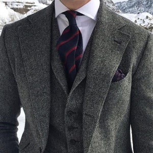 Bespoke Suit-man Tweed Grey 3 Piece Suit-winter Dinner Prom - Etsy