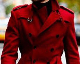 Red trench coat men deals