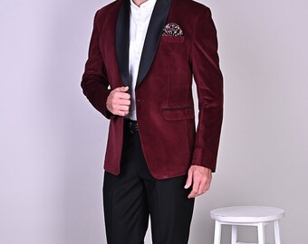 Man maroon suede blazer for groom & groomsmen wedding-winter coat-prom, party wear jacket-bespoke jacket-men's maroon blazers