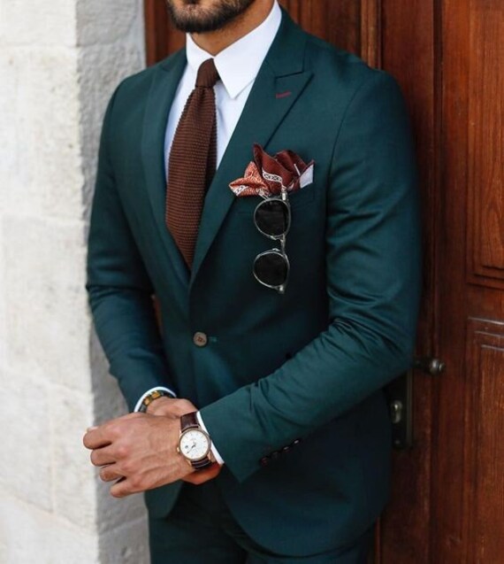 Teal green suit 2025 for groom