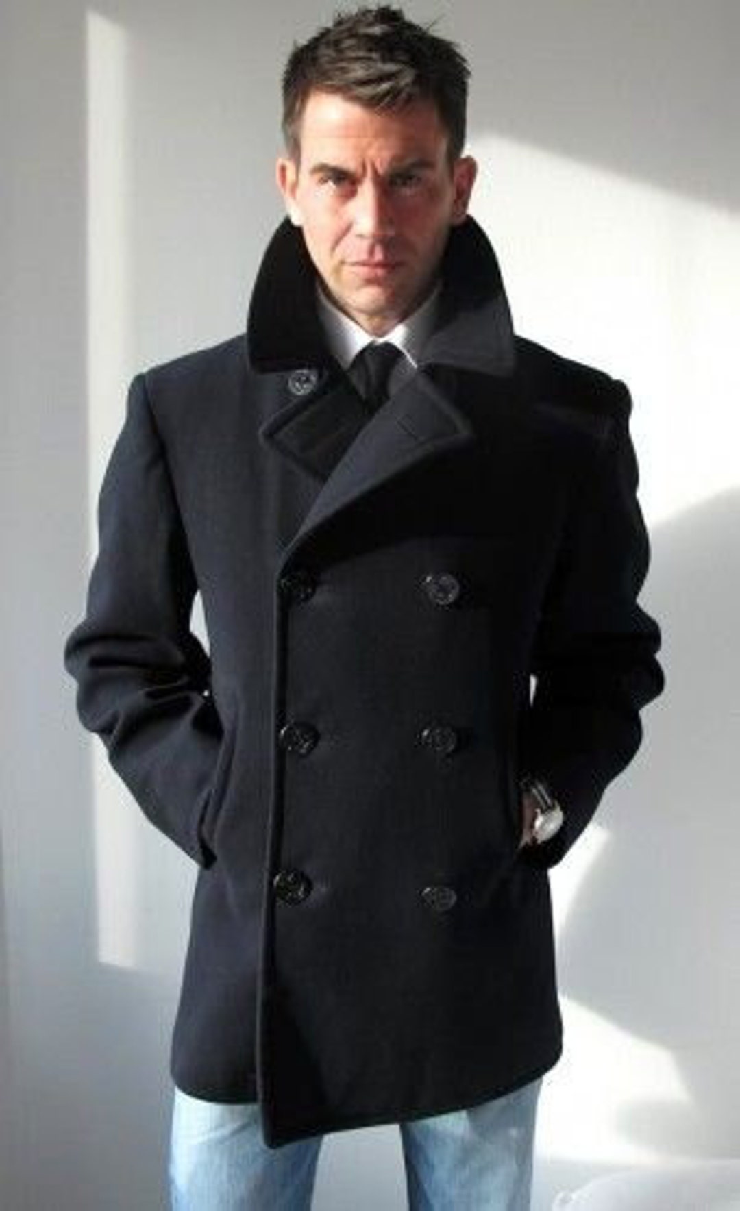 Man Black Overcoat-trench Style Coat-winter Coat-party Wear - Etsy UK