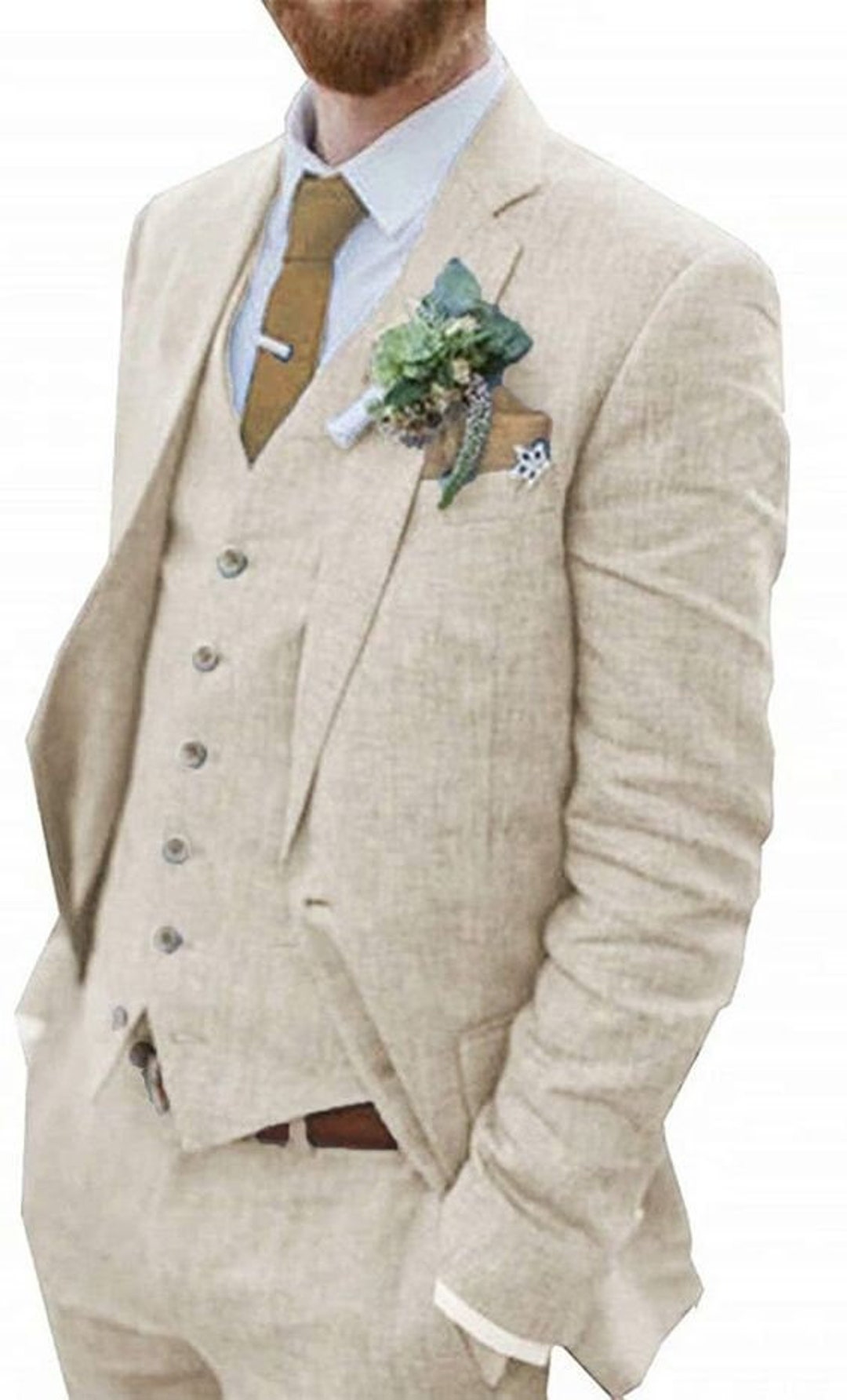Bespoke Suitman Beige 3 Piece Suitprom, Dinner, Party Wear Suitmen's