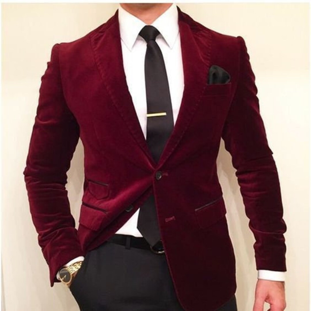Maroon velvet blazer sale