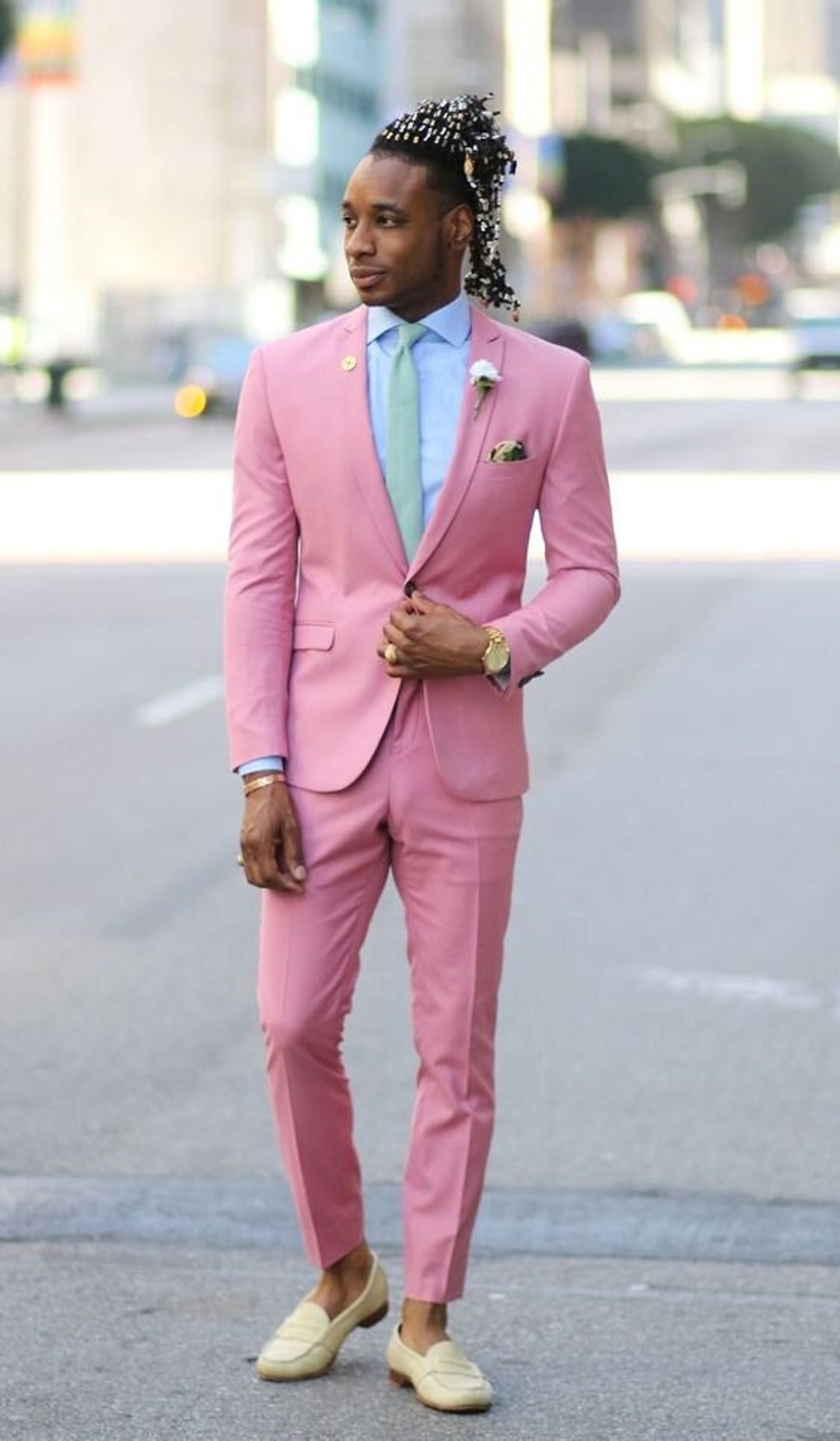 Man Pink 2 Piece Suit prom Dinner Summer Party Wear Suit beach man-pink-2-piece-suit-prom-dinner-summer-party-wear-suit-beach