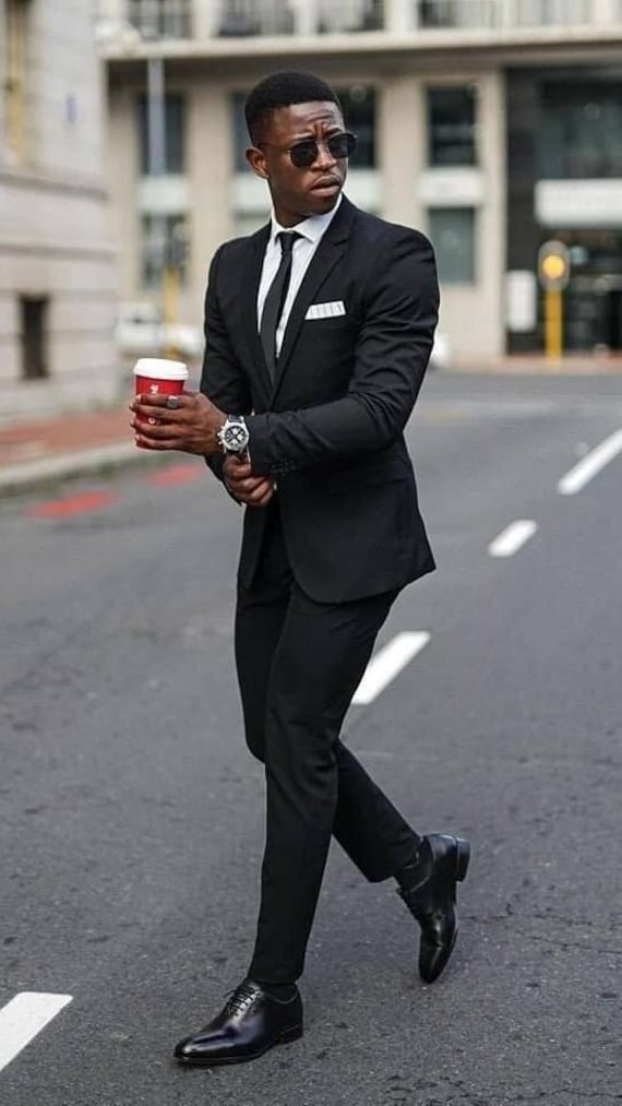Men Black 2 Piece Suit Slim Fit Suit Wedding Elegant Suit Sainly– SAINLY