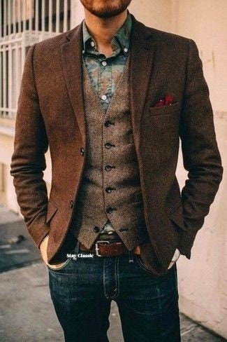 Buy Men Brown Slim Fit Textured Formal Blazer Online - 800319