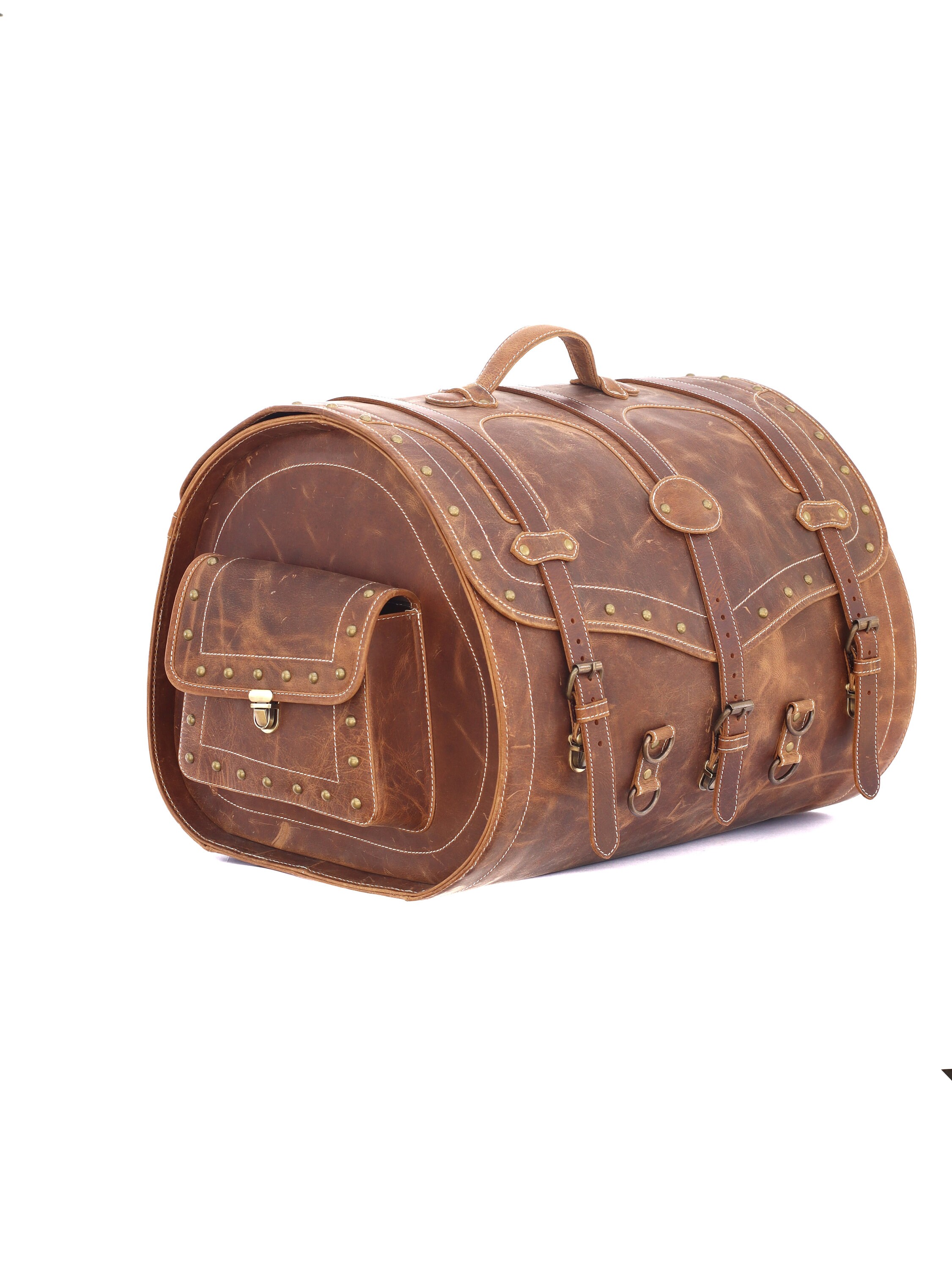 Motorcycle Sissy Bar Rear Bag brown Waterproof Genuine Etsy