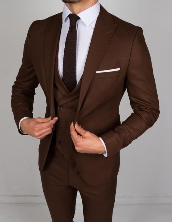 Man Suit-dark Brown 3 Piece Suit-prom Dinner Summer Party - Etsy Australia