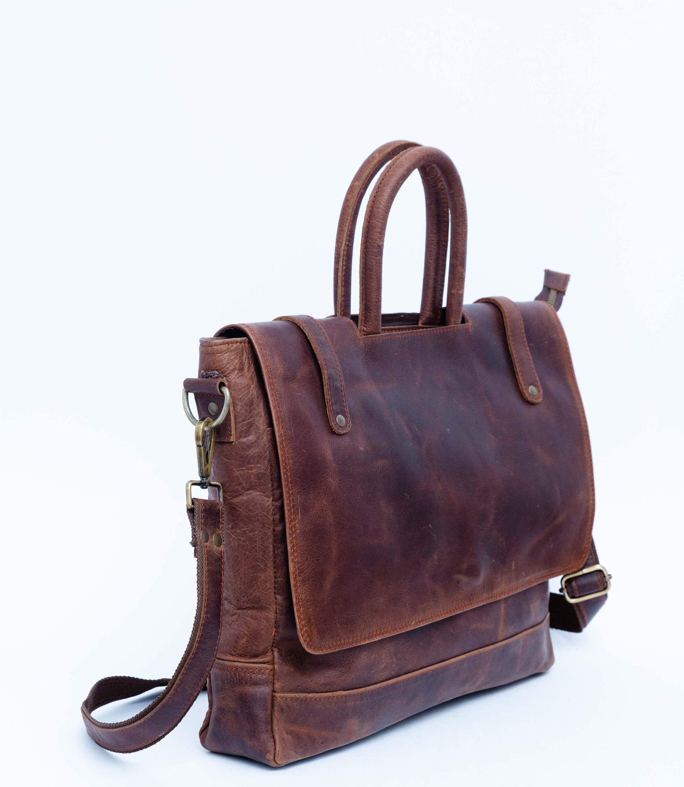 Full grain Leather Messenger Bag/brown Leather Bag/Leather Etsy