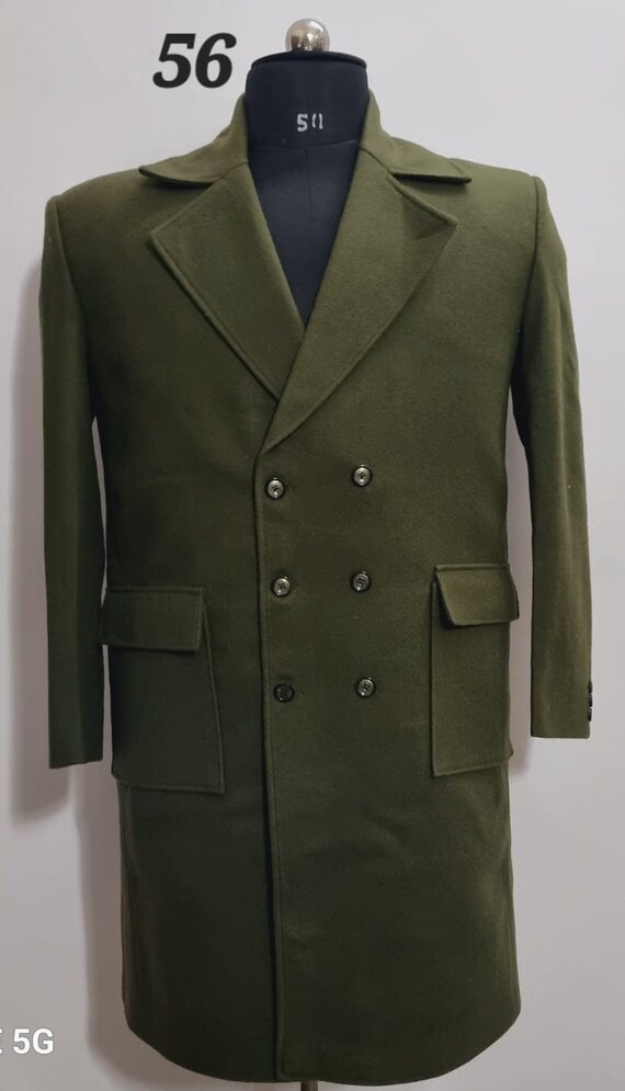 Man Coat trench Style Coat green Overcoat winter Coat woolen