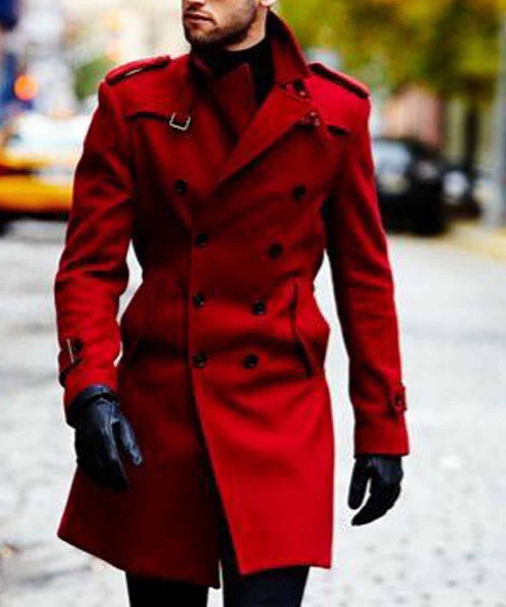 Red shop trench jacket