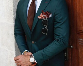 Man teal green 2 piece suit-wedding suit for groom & groomsmen-prom, dinner, party wear suit-bespoke suit-men's green suits