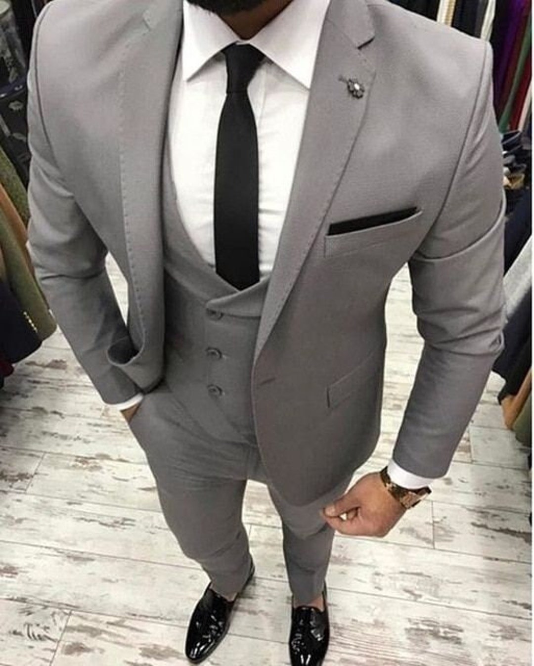 Man Grey 3 Piece Suitprom, Dinner, Party Wear Suitbespoke Suitmen's
