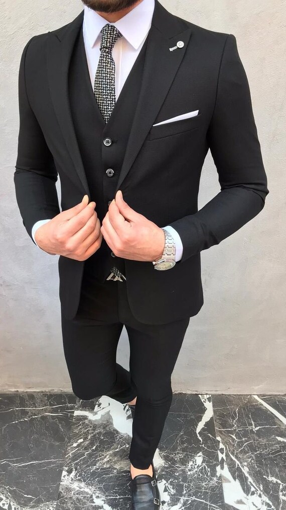 3 delig zwart pak