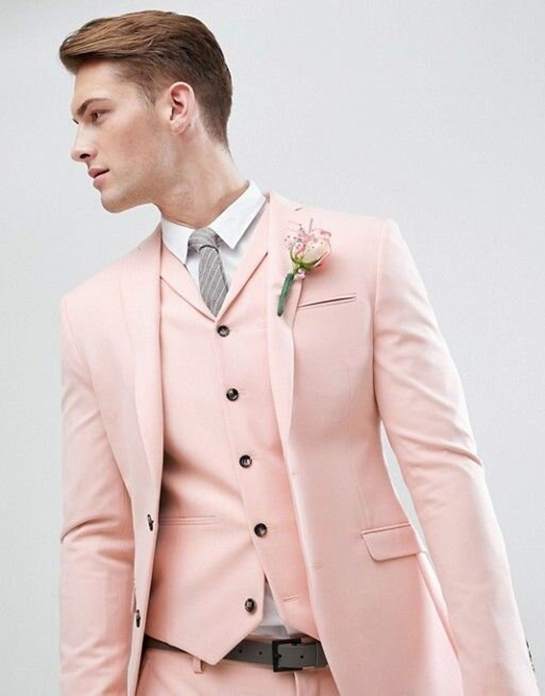 Bespoke Suitman Pink 3 Piece Suitwedding Suit for Groom & Groomsmen