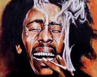 Bob Marley Marijuana Fumo Pittura Poster