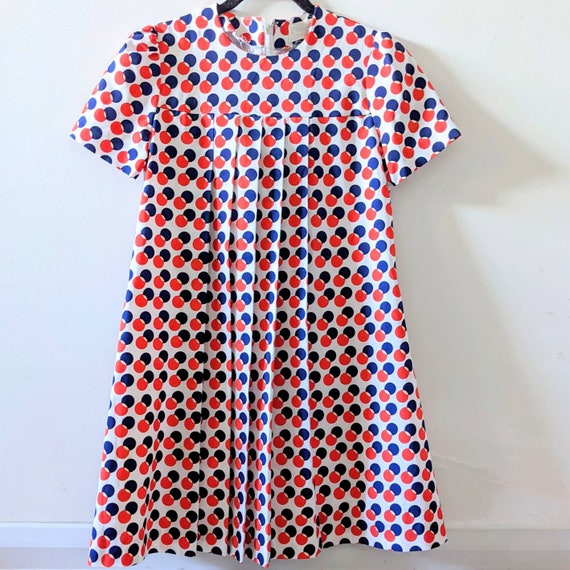 Mod Psychedelic Op Art Mini Shift Dress, red blue… - image 1