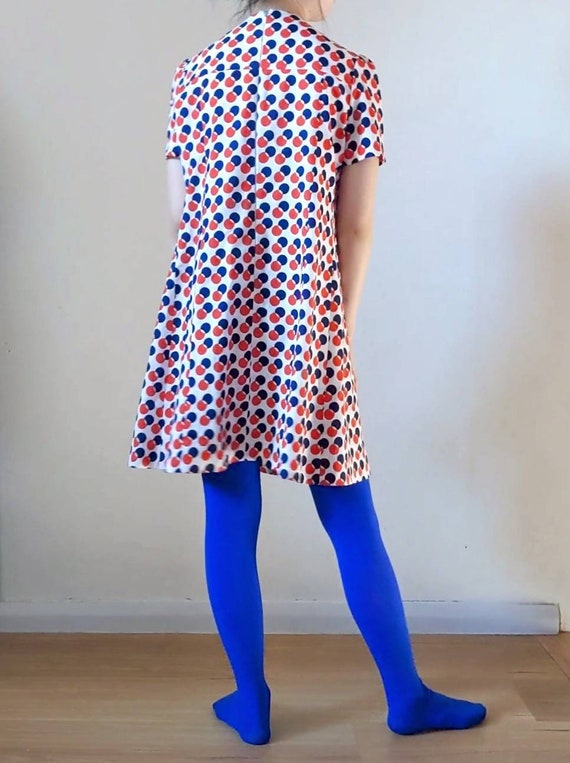 Mod Psychedelic Op Art Mini Shift Dress, red blue… - image 4