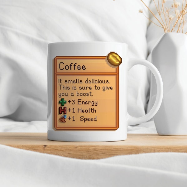 11 oz "Coffee Stats" Mug, Funny, Video Games, Gift For Men, Gift For Women, Coffee Mug