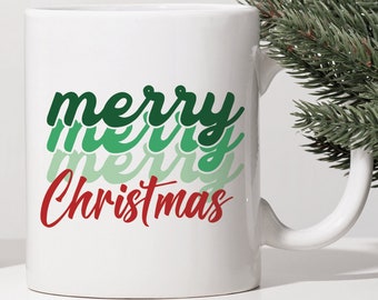11 oz "Merry Merry Merry Christmas" Mug, Christmas, Coffee Mug, Tea Mug
