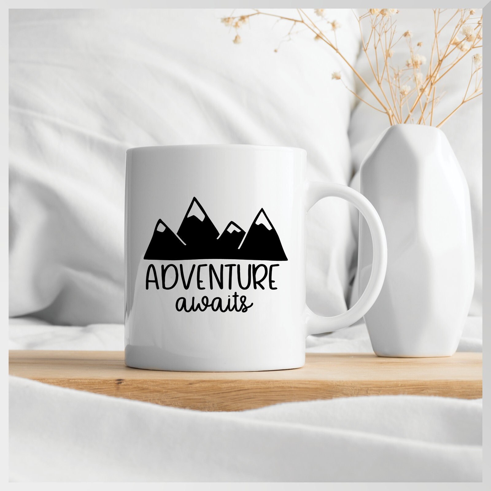 11 oz "Adventure Awaits" Mug, Great Outdoors, Mountains, Hiking, Gift For  Him/Her/Mom/Dad/Friend, Birthday, Anniversary, Any Occasion