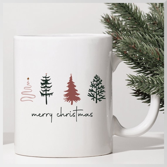 11 oz "Merry Christmas" Mug, Christmas Trees, Coffee Mug, Tea Mug