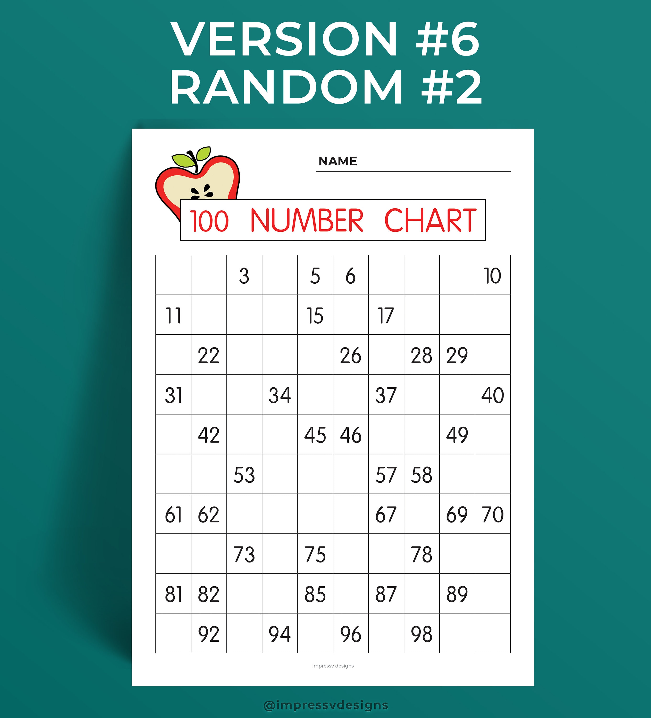 Printable 1 to 100 Number Chart Bundle ⦁ A4 & Letter Sizes ⦁ Blank ...