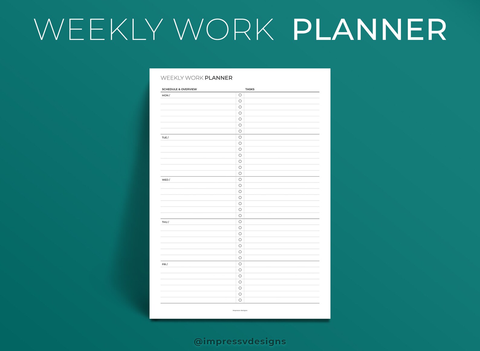Weekly Work Planner Minimalist Printable Productivity PDF Template ...